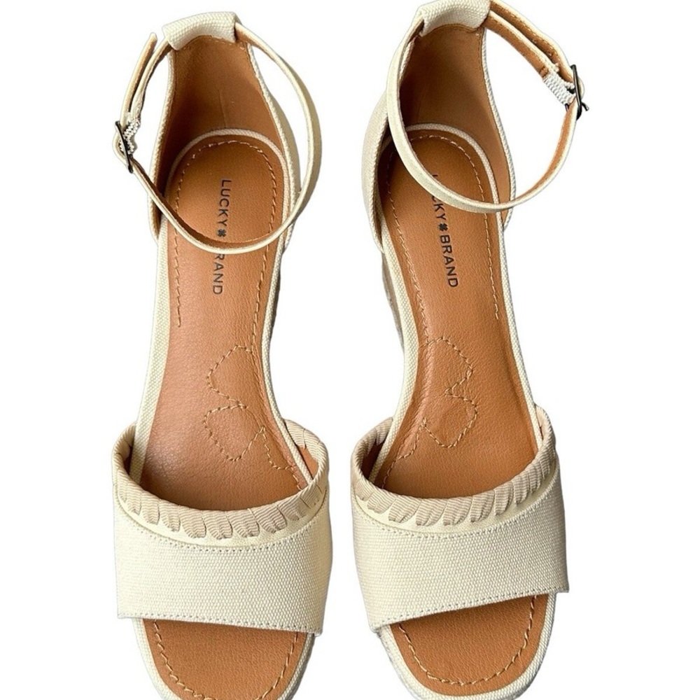 Lucky Brand Cream Sandals with Ankle Strap and Platform